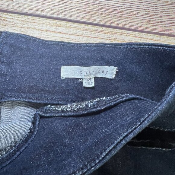 Copper Key Women's Medium Denim Mini Skirt Dark Wash Back Zip Casual A-Line - Picture 5 of 9